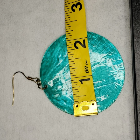 Round Turquoise colored used fashionable earrings - Picture 2 of 4